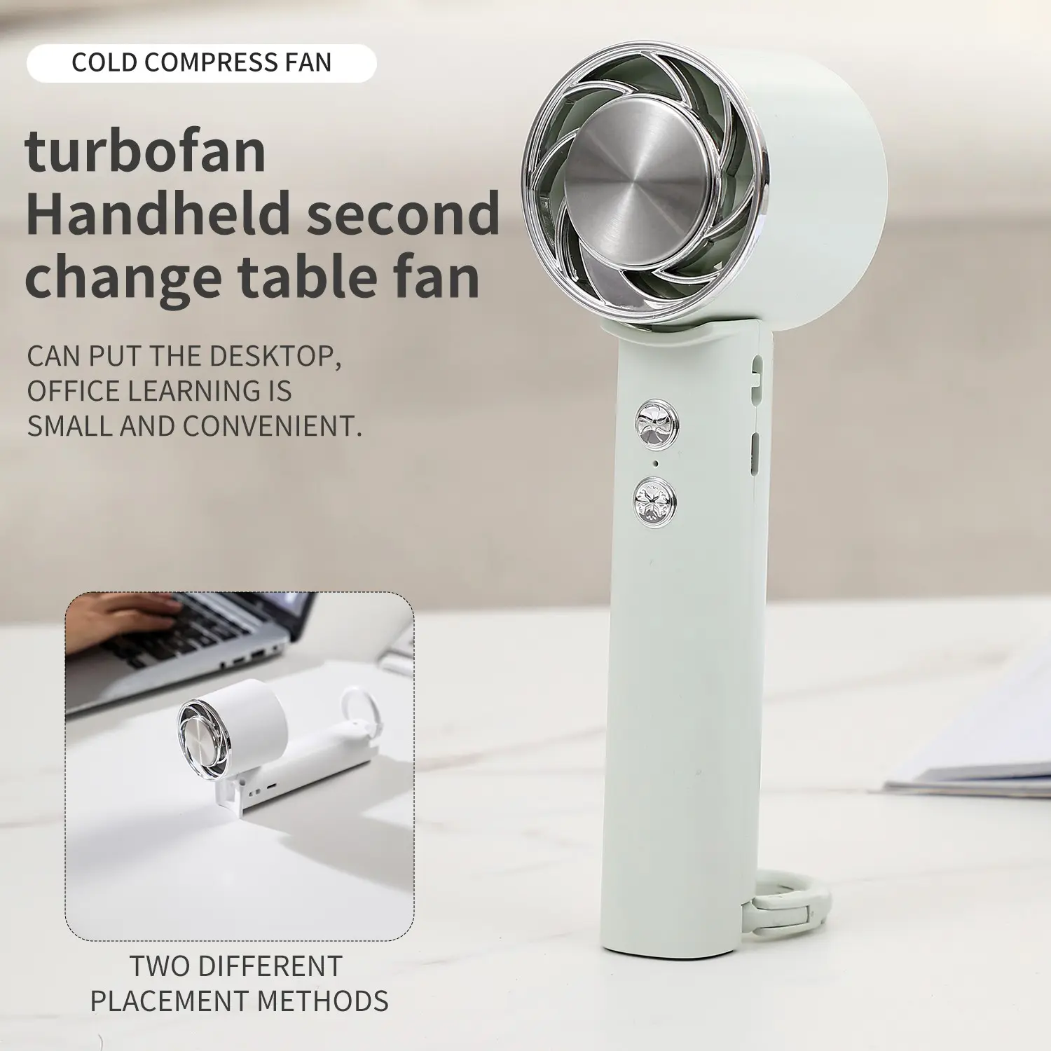 Portable Handheld Turbo Fan With Cooling Function,High-Speed Cooling Fan 3 Gear Wind, Battery Operated, Up To 9 Working Hours,Ice Cooling 3 IN 1 Hand Fan With Air Turbo Tech Cooling Fans For Outdoor Activities, Travel, Beach