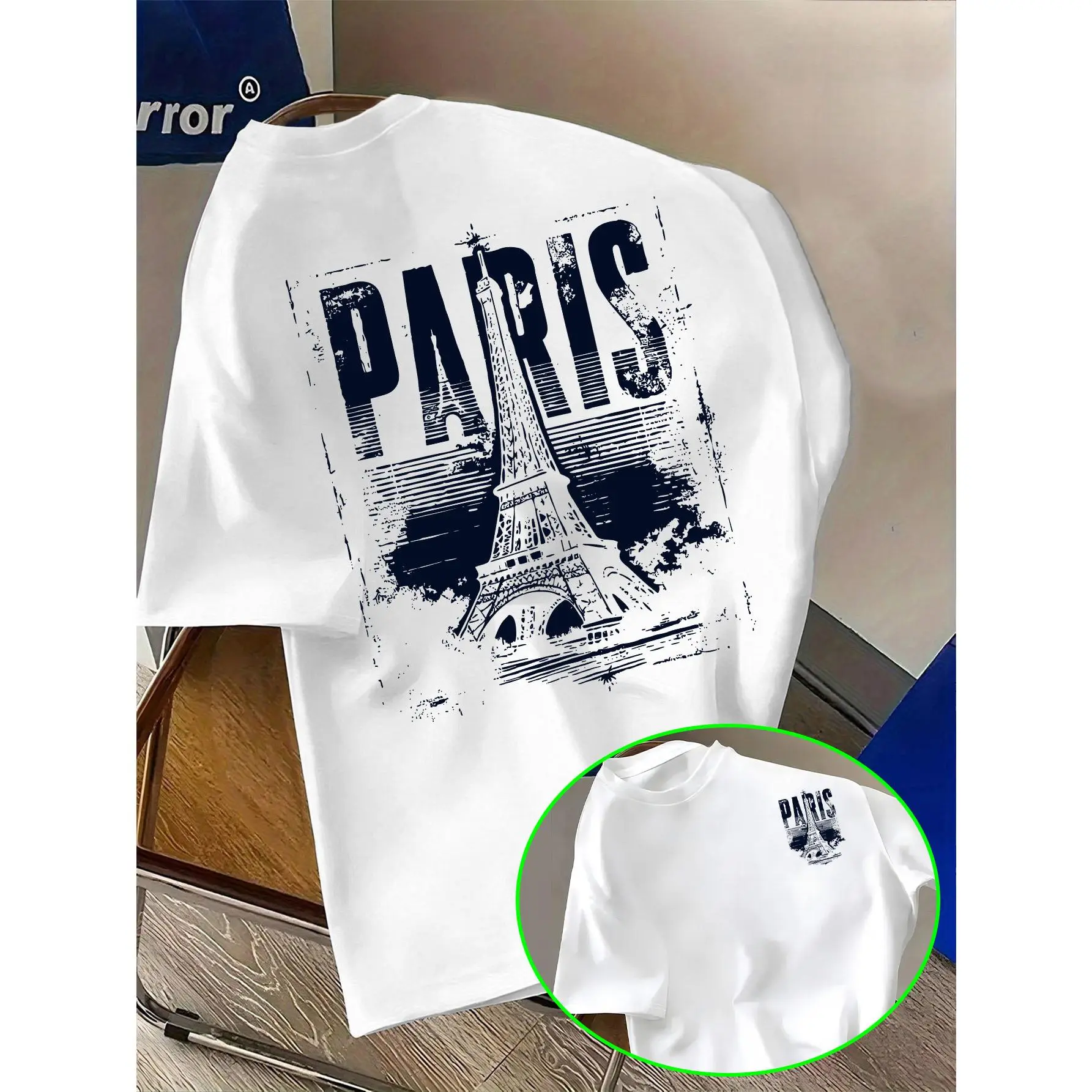 Vintage Paris Eiffel Tower Graphic Tee 100% Cotton Oversized Unisex T‑Shirt Retro Aesthetic Streetwear Tshirt S‑3XL
