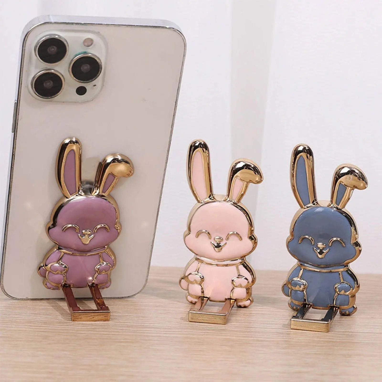 ‌Foldable Bunny Phone Stand Universal Portable Holder for All Mobile Phones Cute Desk Accessories Office Home Decor