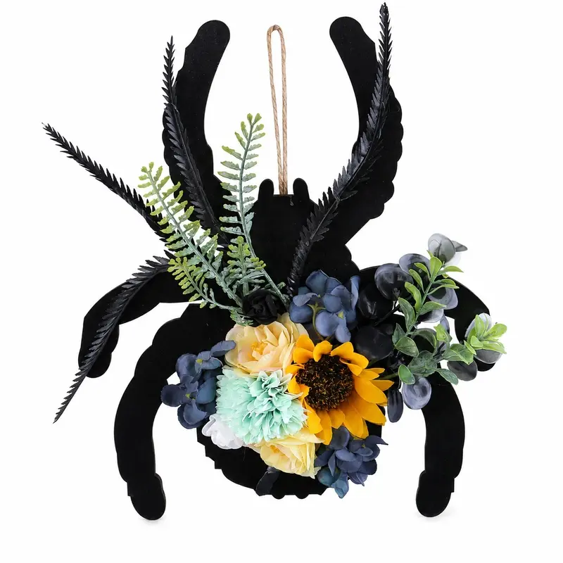 Halloween Sunflower Spider Door Decoration Wreath