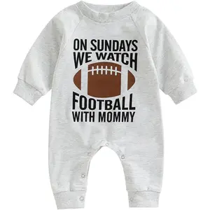 Infant Baby Boys Girls Football Jumpsuit On Sundays We Watch Footabll With Daddy Long Sleeve Romper Fall Plasuit