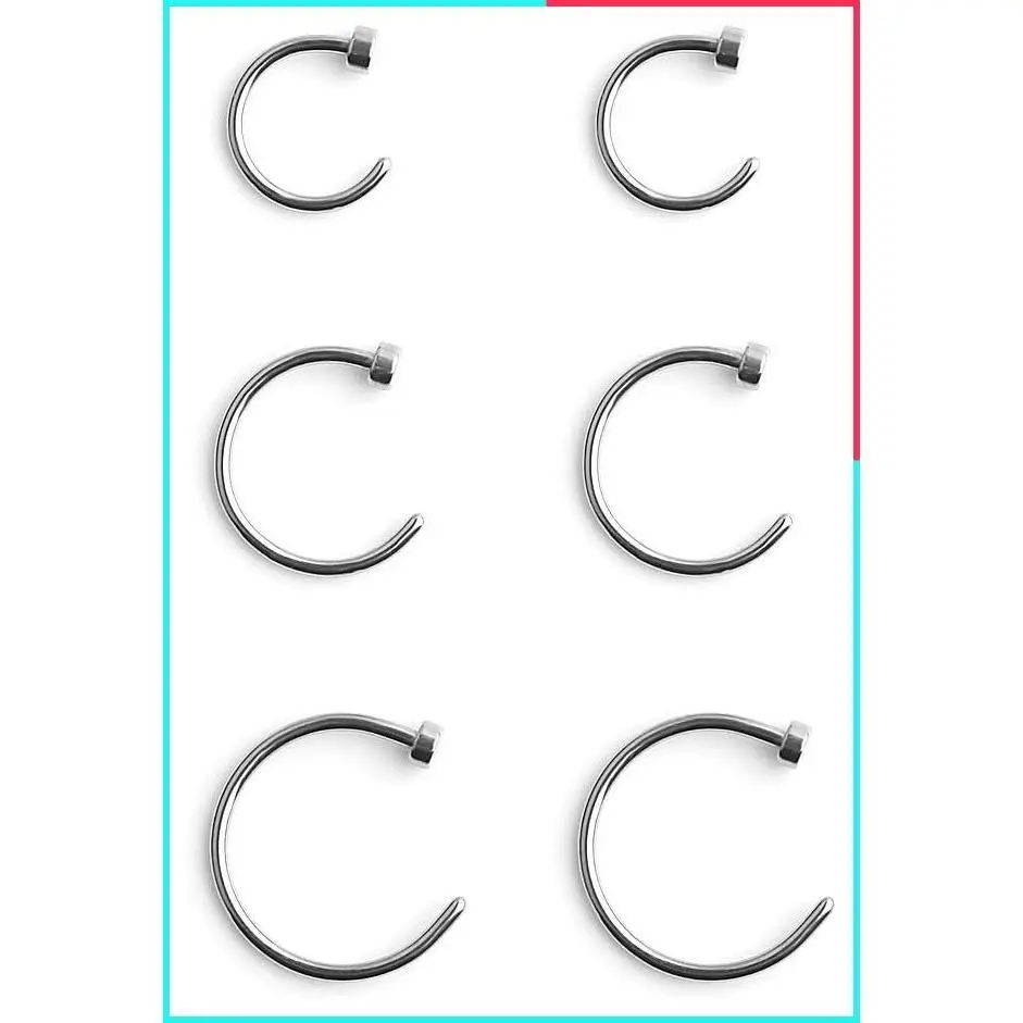 18 Gauge Stainless Steel Body Piercing Hoop Rings Set - 6-18 Pcs for Ear, Lip, Nose - Unisex, 6mm/8mm/10mm