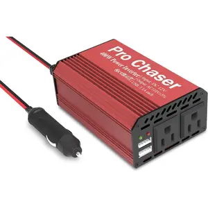 400W Car Power Inverter – DC 12V to AC 110V Converter with Dual AC Outlets & 6.2A USB Ports, Ideal for Road Trips, Camping, Small Appliances & Electronics (Red)