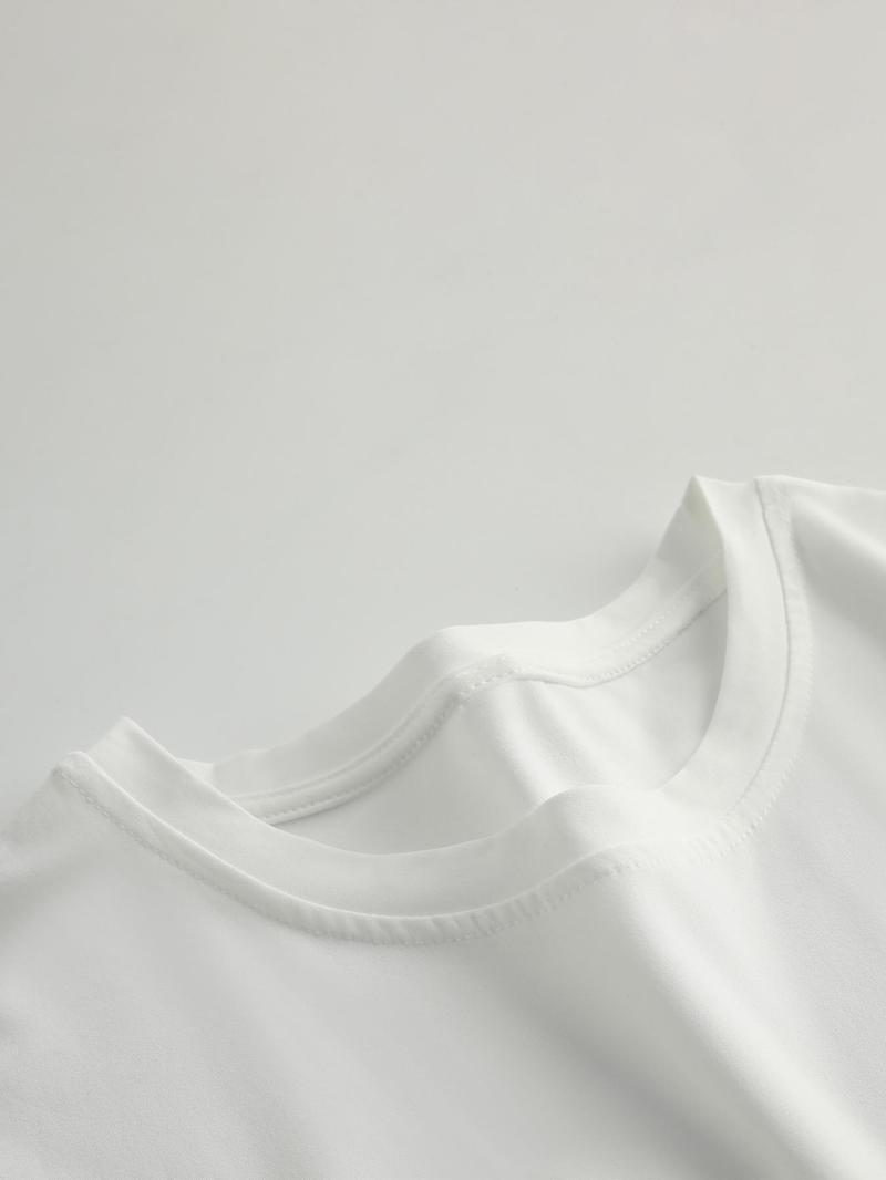 Women's Slim Fit Round Neck Long Sleeve Elastic Tee, Sexy Crop Top for Fall, Fashionable Ladies' Long Sleeve Shirt