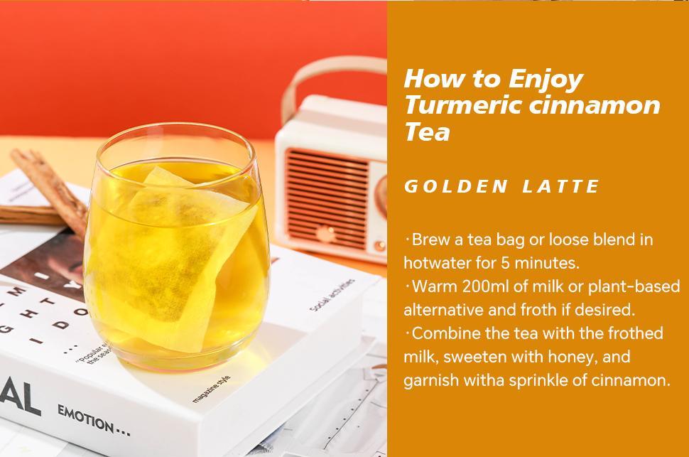 Turmeric Cinnamon Tea - 90g Tea Bags with Cinnamon Ginger & Turmeric for Body & Mind Nourishment Beverage