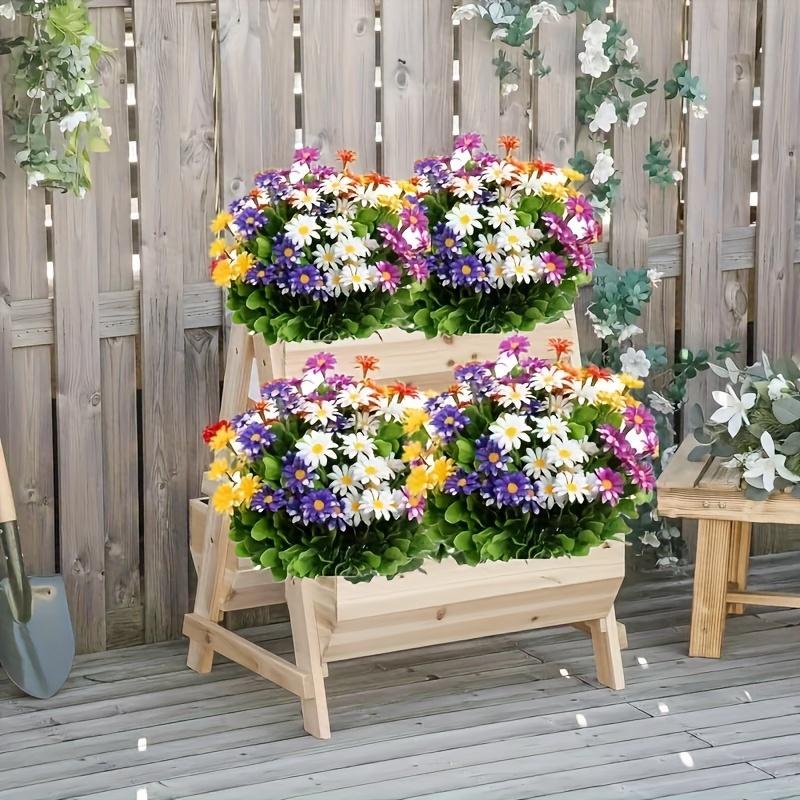 5 bouquets of outdoor artificial flowers, plastic daisies, UV-resistant artificial flower beds, suitable for homes, hotels, offices, weddings, party gardens, porches, cottage decorations, window frames, and cemetery arrangements.