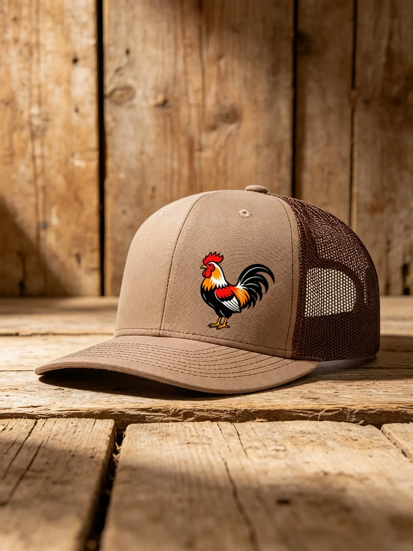 2pcs/1pc Unisex Trucker Hat Rooster Printing Mesh Baseball Cap Richardson Slightly Curved Brim Baseball Cap Adjustable Dad Hats Outdoor Mesh Breathable Sun Hat Gift for Men Women