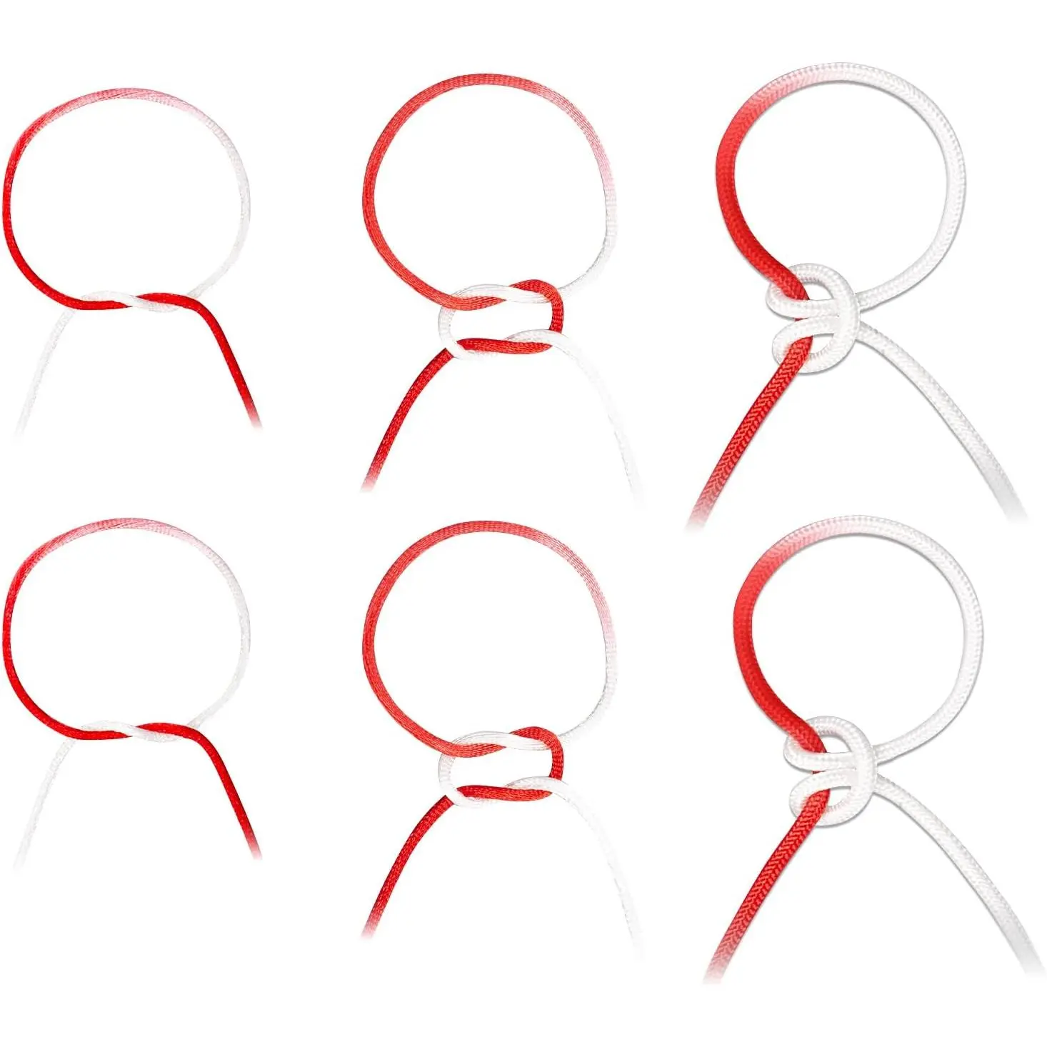 Medarchitect Surgical Knot Tying Training Rope (6PCS) - Half Dyed, Multi-Diameter Suture Practice Tool for Medical Students, 2-Color Cord (1,2.5,Ø4mm Diameters, 2 Pcs Each), Learning Knot Tying, Suture Training Tool