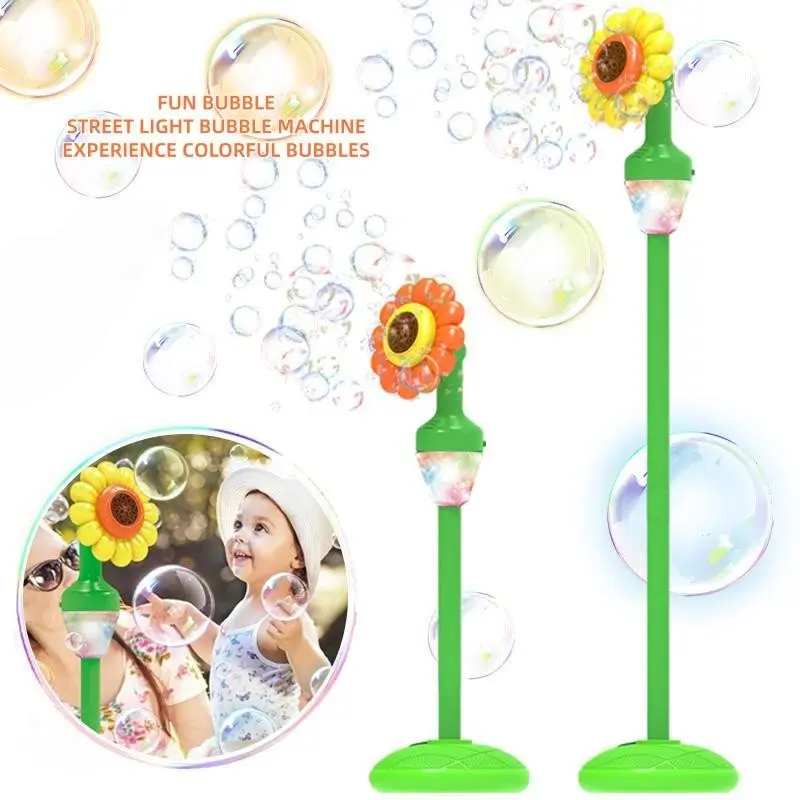 🌈Automatic Sunflower Bubble Machine, Light Music Outdoor Toy, Adjustable Height Portable Bubble Maker, Party Gift, Christmas Toy
