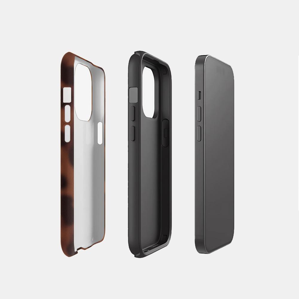 Tortoise Shell Phone Case for iPhone 17 Pro Max Shockproof TPU & Hard PC Protective Cover Amber Brown Leopard Design for Women & Girls