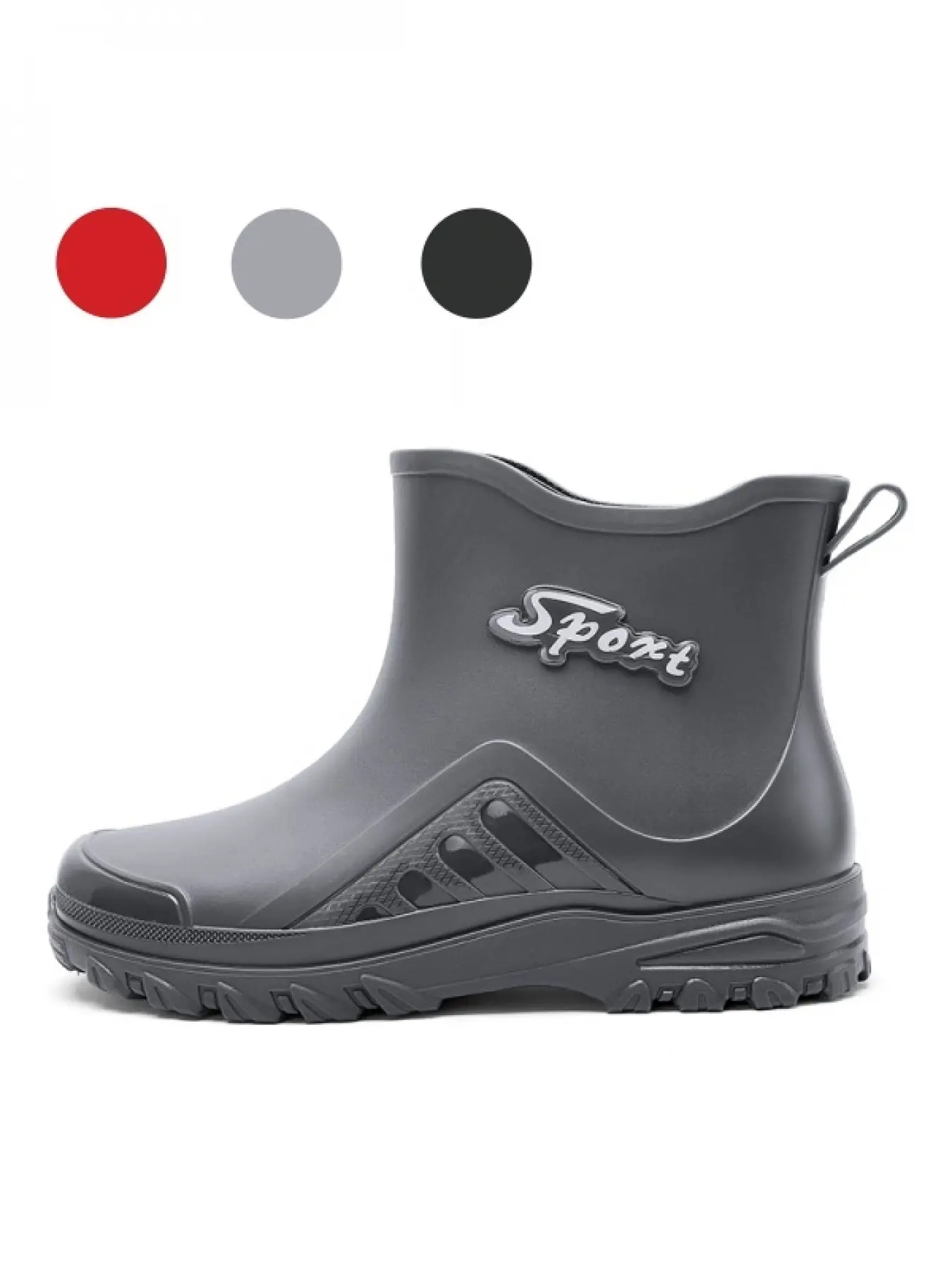 Men's Simple Mid-height Rain Boots, Deep Tread Thick Sole Waterproof Boots for Fishing & Construction, Deck Rain Boots