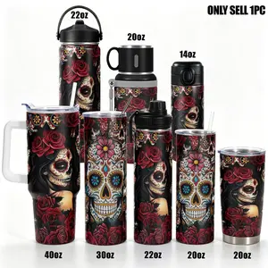 1pc, Gifts for Skull Lover 40oz Tumbler, Funny Dad Tumbler, Skull And Rose Funny Print 40oz, Insulated and Durable, Gift for Any Occasion: Birthdays, Holidays for Family, Friends, Insulated Travel Drinkware, Stainless Steel Drinkware, Insulated Cups
