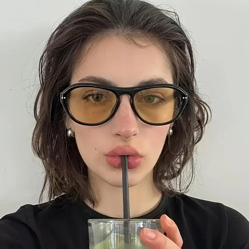 Women's Vintage Rectangular Glasses, Fashionable Classic Acrylic Frame with Metal Hinges for Round Faces, Daily Wear, Parties & Office, Eyewear Fashion, Female, Framed