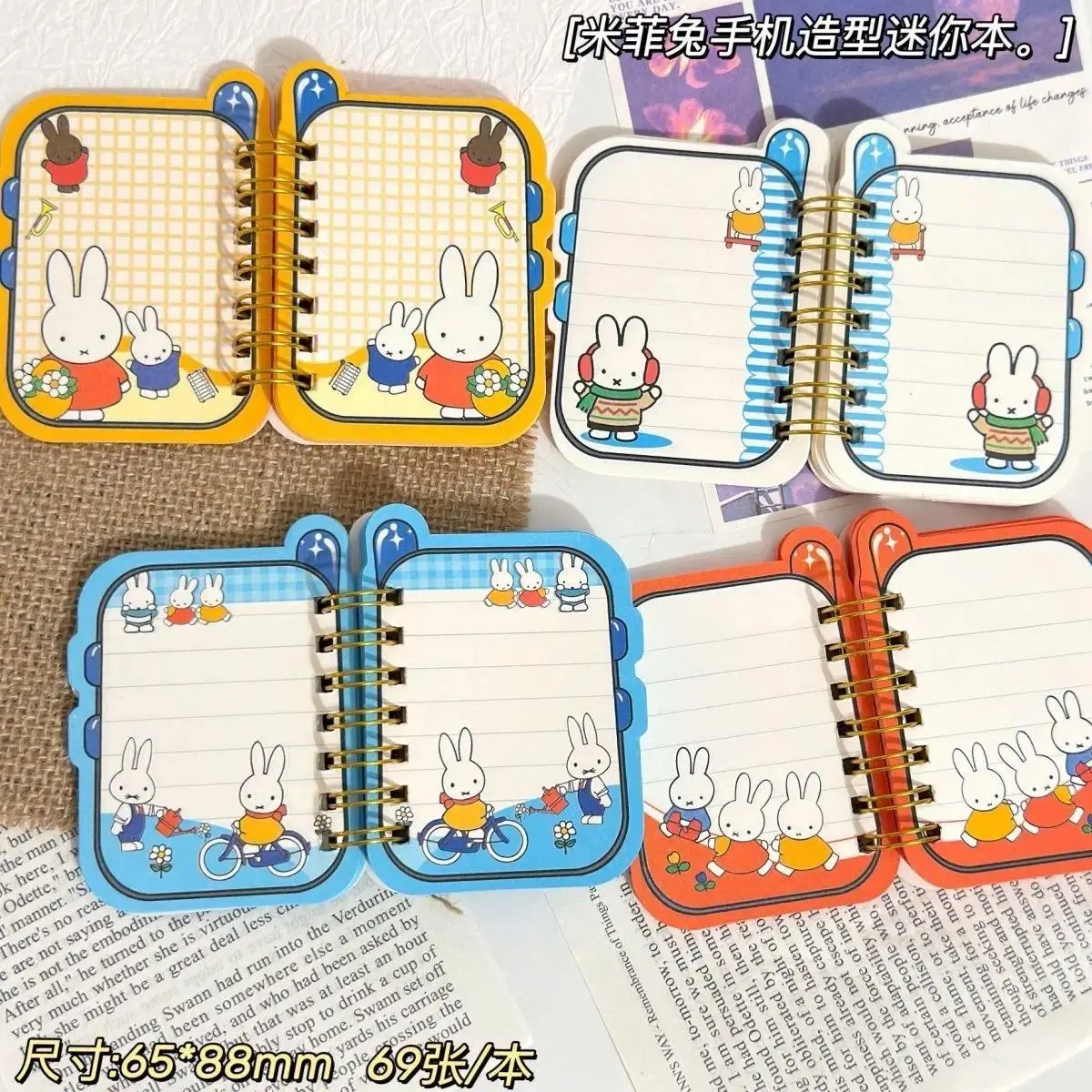 Miffy Mobile Phone Shape Cartoon Good Looks Coil 69 Photos Student Take It with You Note Portable Notebook Lovely Cute Kawaii