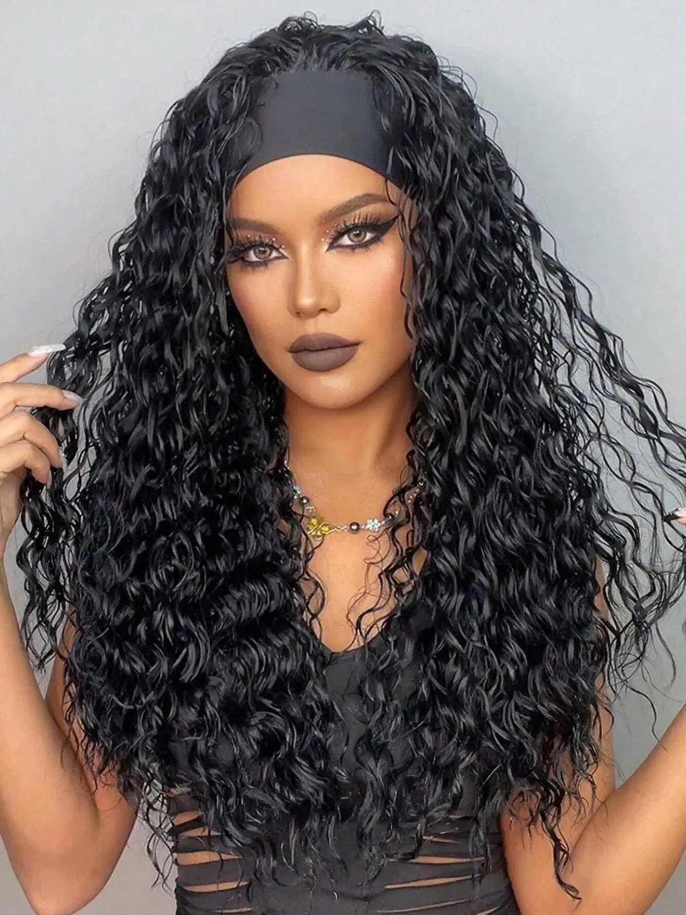 30 Inch Long Deep Wave Curly Wigs for Women, Gorgeous Fluffy Wigs with Headband, Synthetic Wavy Wig, Synthetic Full Machine Wigs for Party, Daily Use, Fashion Fluffy Wigs