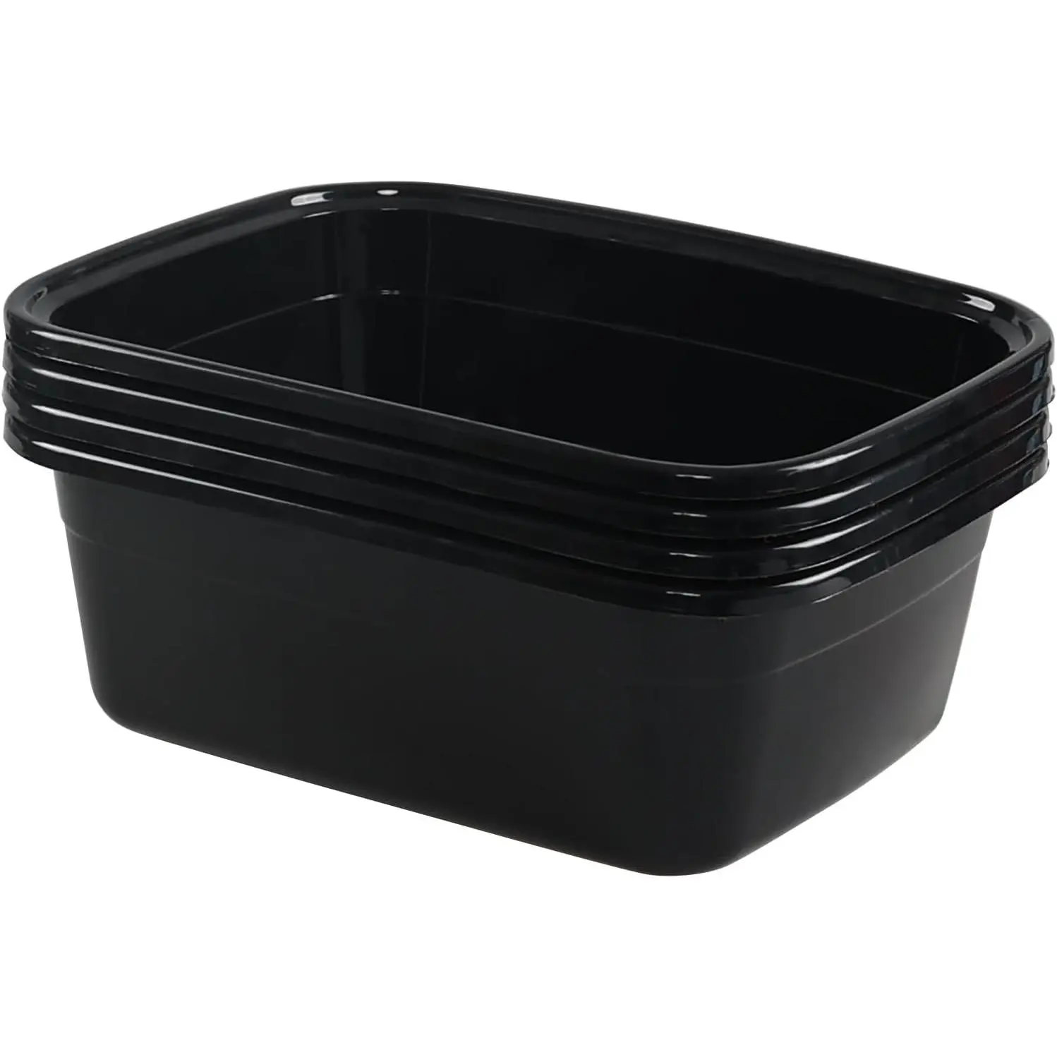 12 Quart Plastic Wash Basin Dish Pan Tub, 4 Packs Black, Durable Practical Washing Tub for Kitchen Daily Dish Vegetable Cleaning