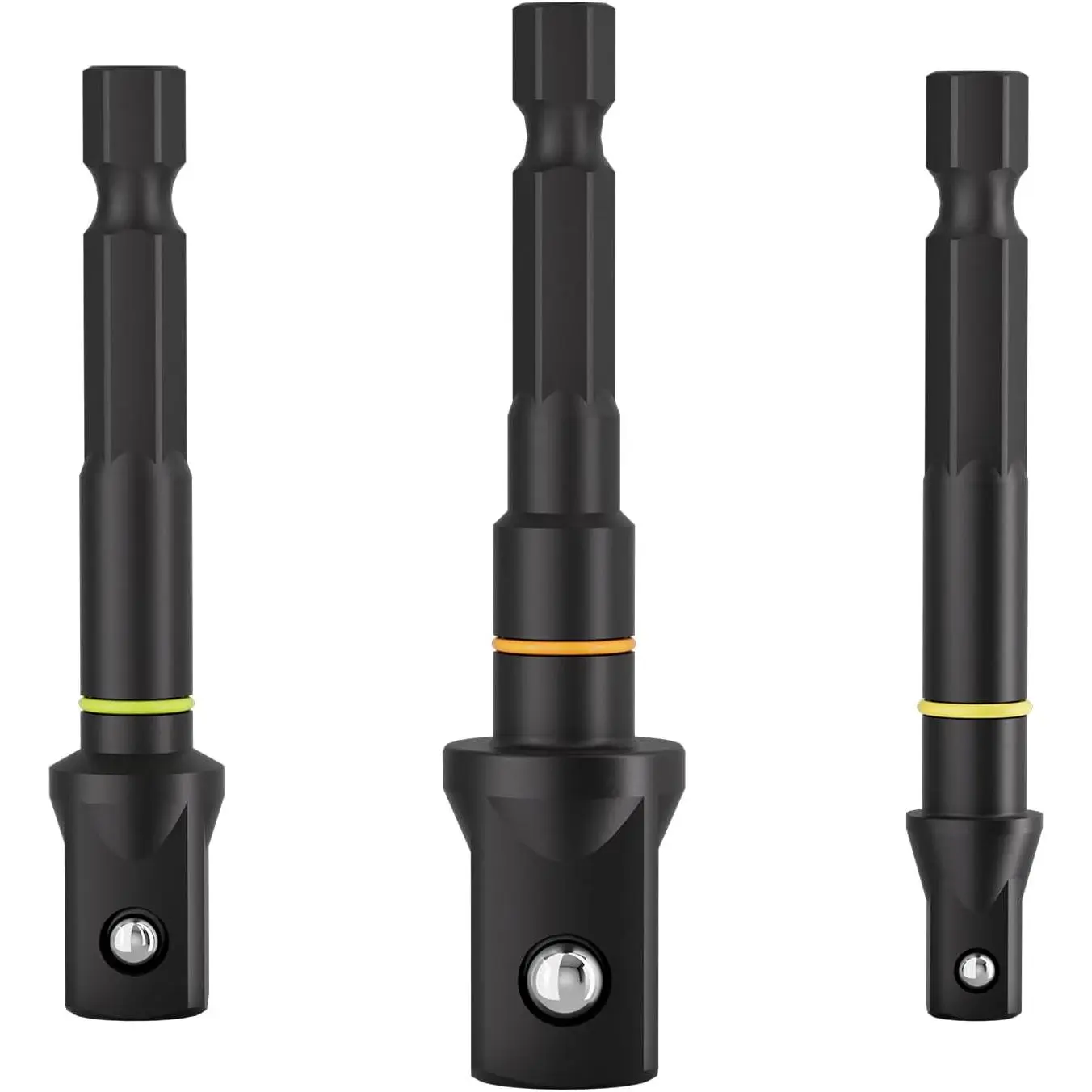 3 count  Socket Adapter Set, 1/4 3/8 1/2 Drive, Hex Shank