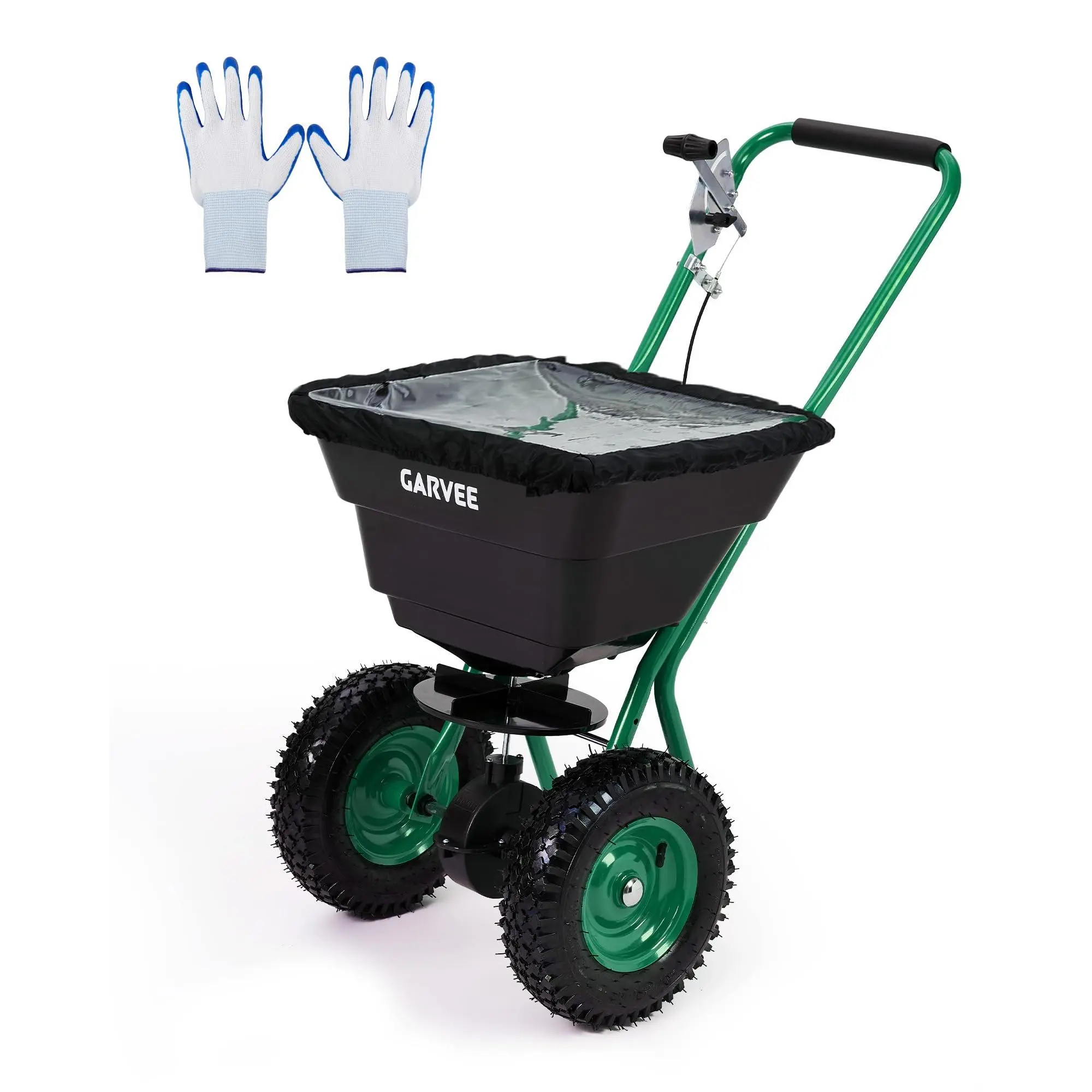 GAOMON Push-Type Wide Spreader for Lawn Care, 80lb/100lb Large Capacity Options, 12ft Wide Broadcast Range for Efficient Lawn & Garden Application