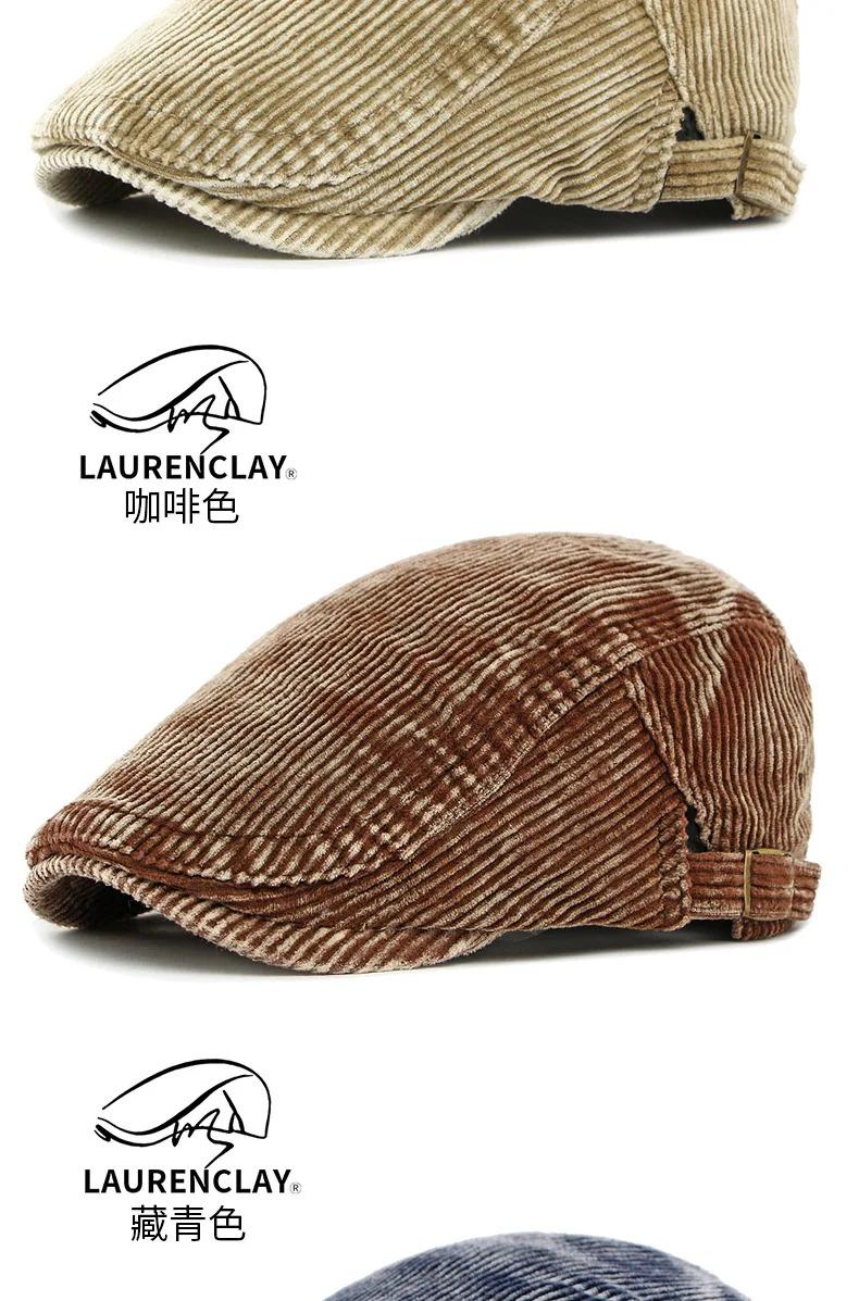 Autumn New Hat for Men and Women Corduroy Beret British Retro Forward Cap Casual Duckbill Cap Washed Cotton