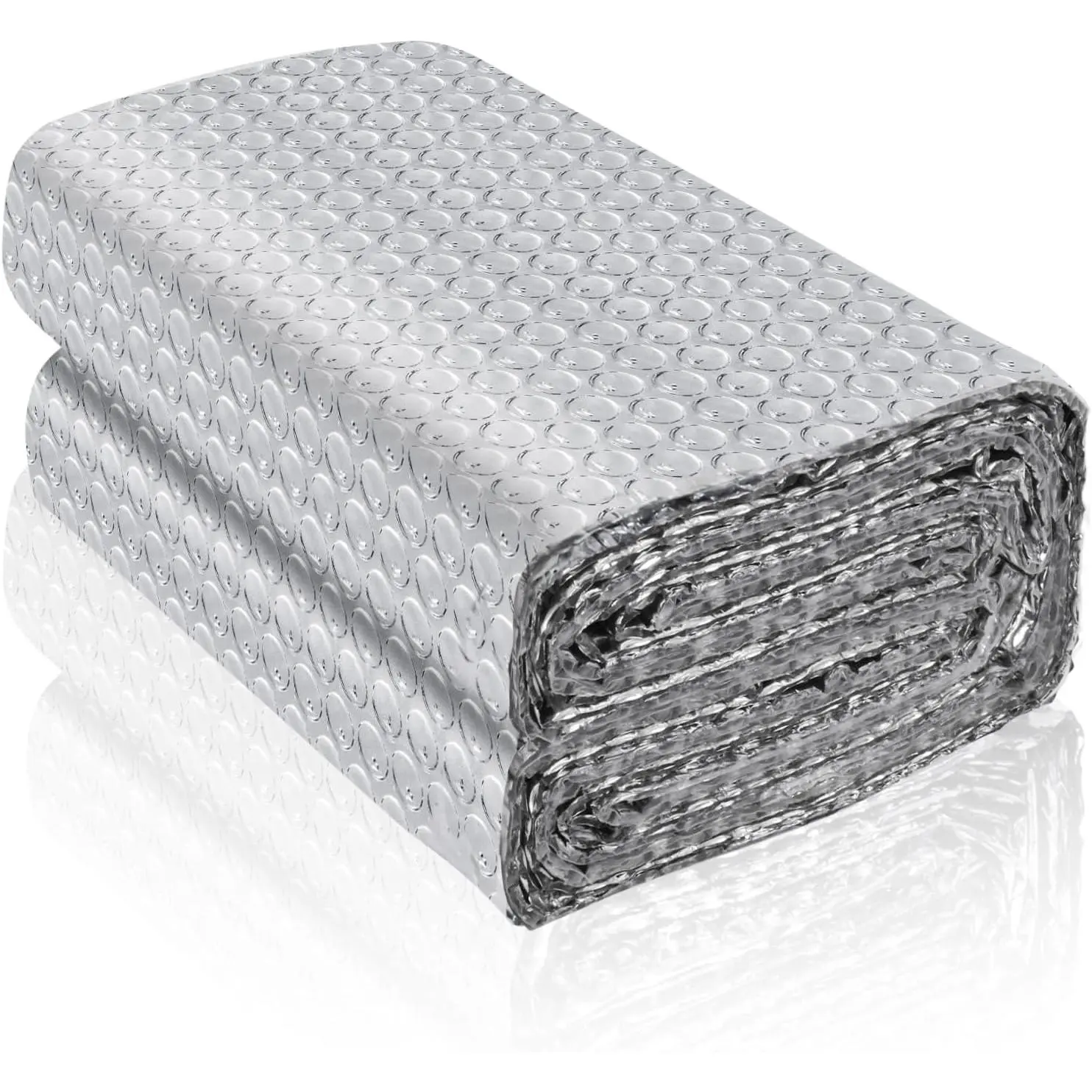 Radiant Barrier Insulation Roll - Double Reflective Aluminum Foil Bubble Sheet, Weatherproof Shield for Greenhouses, Attics, Windows/RVs, Roll Form with Double Sided Tape, Custom Cut, Heat Blockage, Blocks Heat, Scratch-Resistant, Sheds