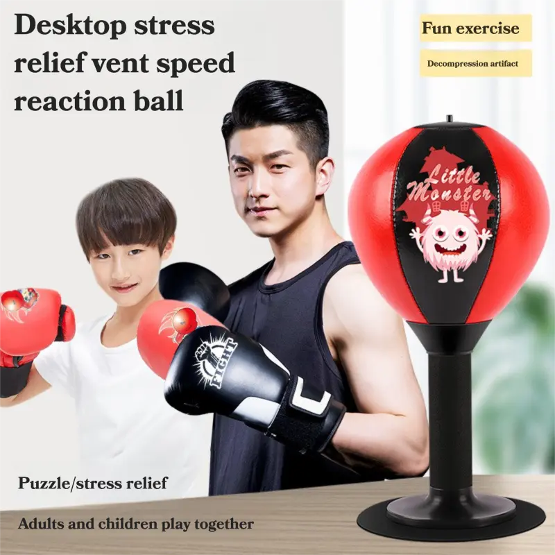 Desktop Punching Bag-"Stress-Relief Bag" with Suction Cup & Pump| PVC Material, Desktop Boxing Ball| Stress-Relieving Desktop Punching Bag| Suction-Cup Boxing Training Equipment for Home/Bedroom-Punching Bag & Speed​​Ball; Suitable for Home and Gym Us