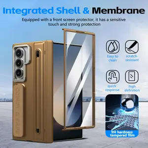 Samsung Galaxy Z Fold 7/6/5 Case, Hinge Protection, Multi-Angle Stand, Pen Slot, Full Coverage Business Case, Screen Protector Included