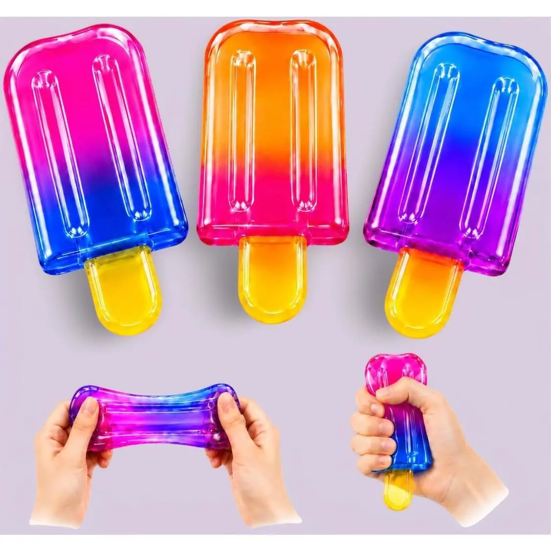 3 Pack Popsicle Squishy Toys – Slow Rising Ice Cream Stress Relief Fidget Squeeze Ball, Summer Party Favor & Birthday Gift for Kids Adults, Soft Sensory Desk Toy