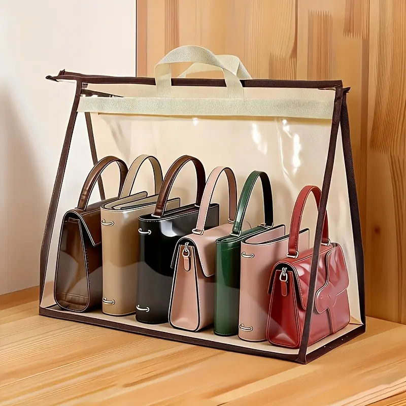 1 piece enlarged and widened handbag storage bag, translucent handbag storage bag with handle, wallet organizing cabinet, zipper hanging storage bag, handbag, storage organizer bag