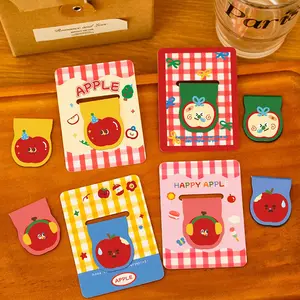 4/8pcs Cute Apple Magnetic Bookmarks, Student Cartoon Reading Page Holders, Strong Magnet, Office Supplies, Holiday Gifts, Back-To-School Essentials