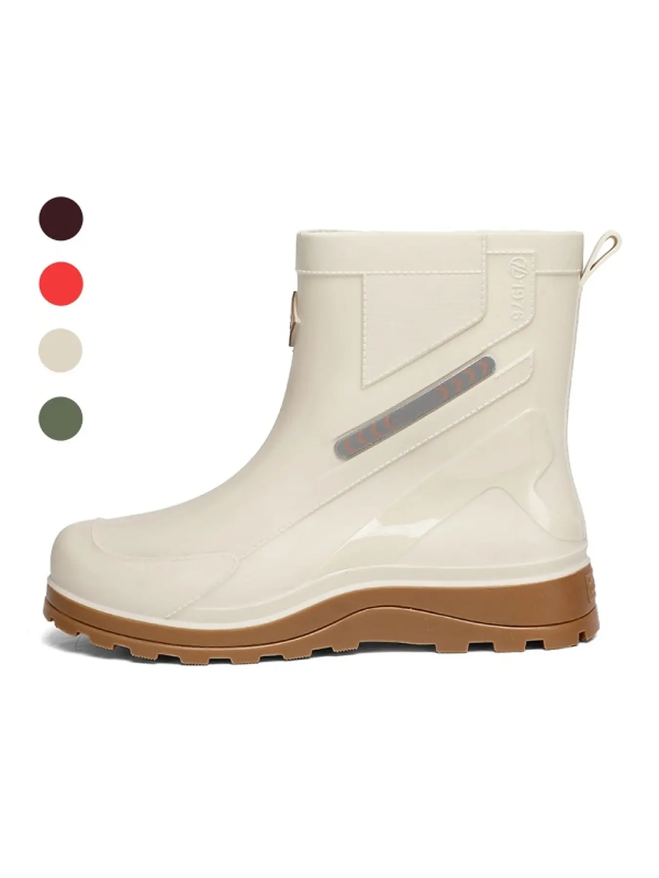 Men Waterproof Rain Boots With Reflective Strap High Grip Anti Slip Outsole Rounded Impact Resistant Toe For Rainy Night Travel Daily Outings And Outdoor Adventure