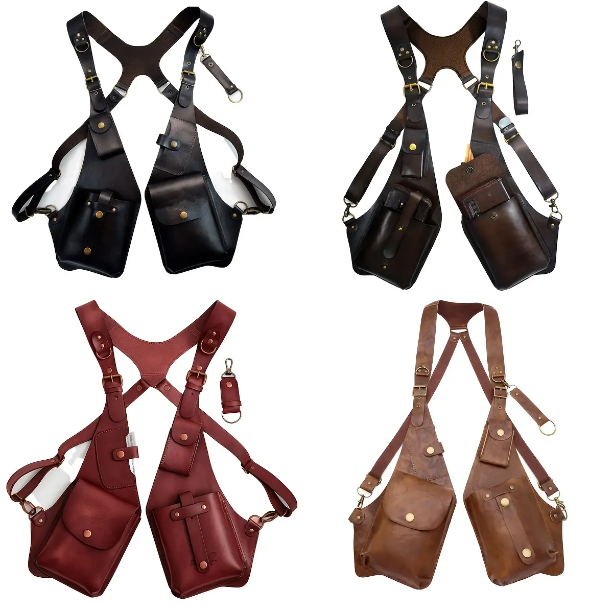 New vintage PU shoulder bag with multiple uses, suitable for both men and women, outdoor square bag, phone bag, ideal for hiking and daily wear