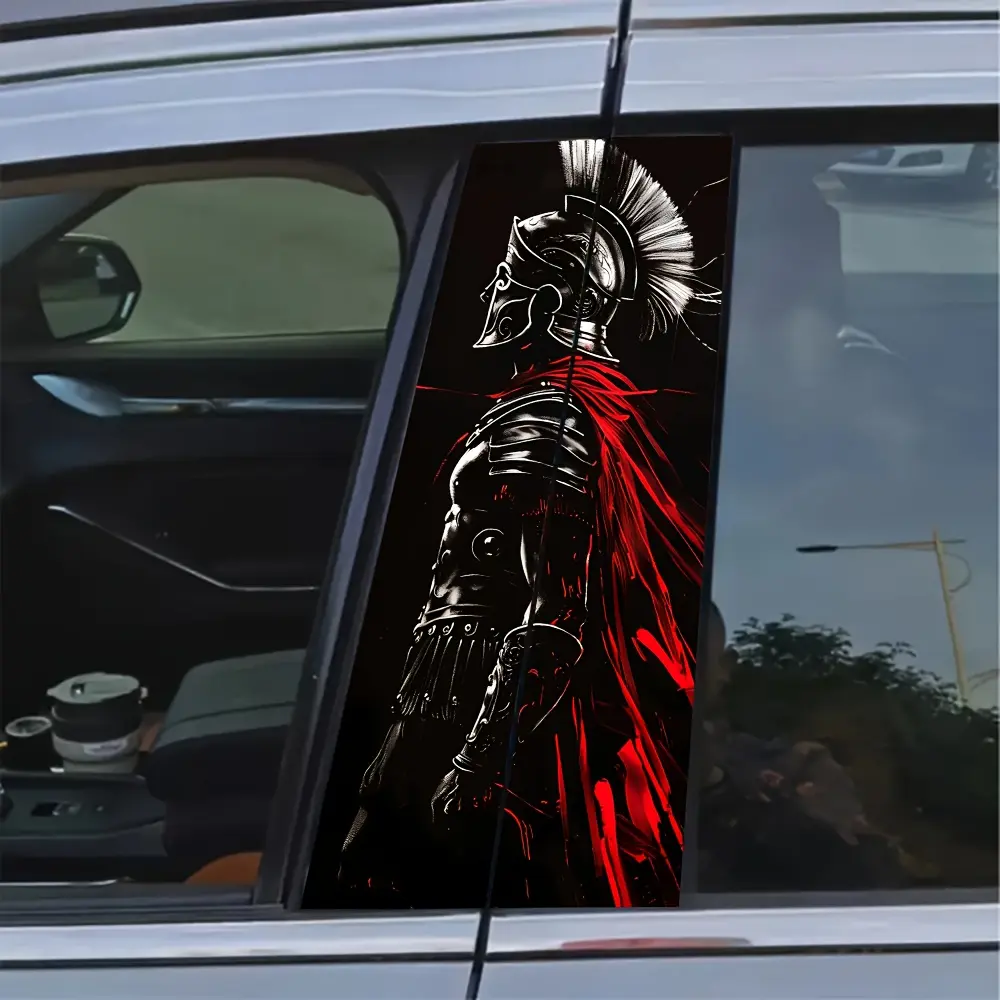 Spartan Warrior Cartoon Car Sticker - Waterproof and Scratch-Resistant Vinyl Decal, Suitable for Glass, Metal, Plastic, and Wood Surfaces - Self-Adhesive, Semi-Matte, Rectangular