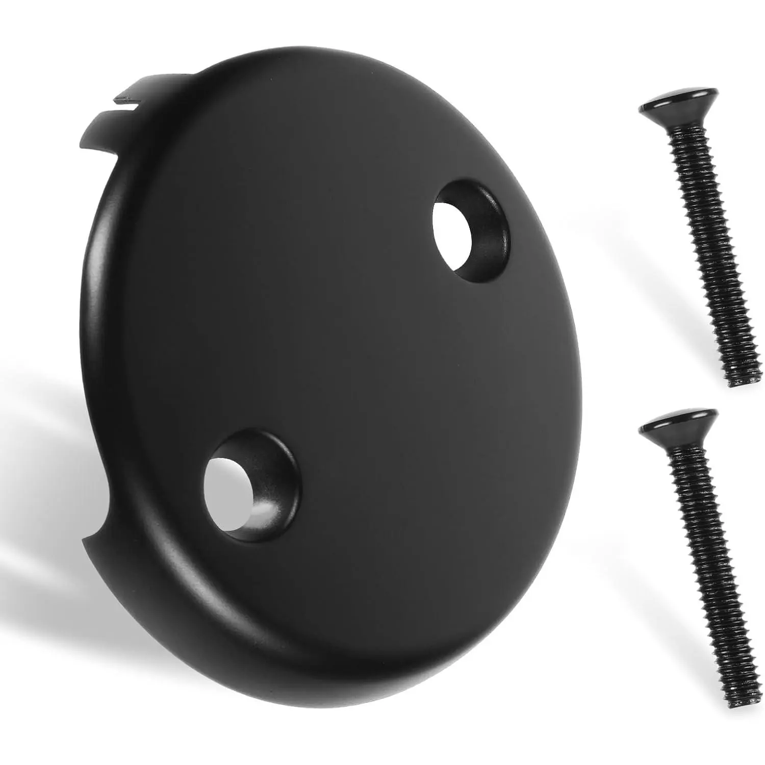 3-1/8 inch Two Hole Bathtub Overflow Drain Cover Black Bath Face Plate with Screws for Most Standard Bath Tub Drains