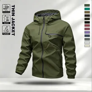 Trendy hooded functional jacket men's waterproof assault jacket for spring and autumn commuting windproof casual jacket