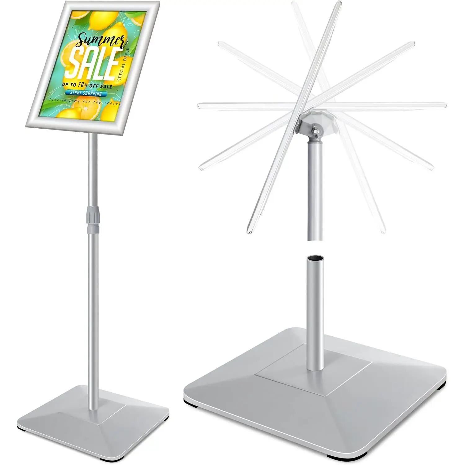 8.5"x11" Pedestal Poster Sign Stand with Heavy Duty Base, Adjustable Sign Holder Standing Floor Sign Stand for Office,Store,School,Church,Public Sign Displayed Stands,
