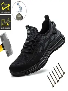 Steel Toe Shoes for Women Work Sneakers Indestructible Comfortable Safety Tennis Shoes Lightweight Breathable Construction Sneakers Anti-Punctur Anti-smash Protective Shoes Ergonomic Design Anti-Punctur wear resistant New Fashion Steel Toe Trainers