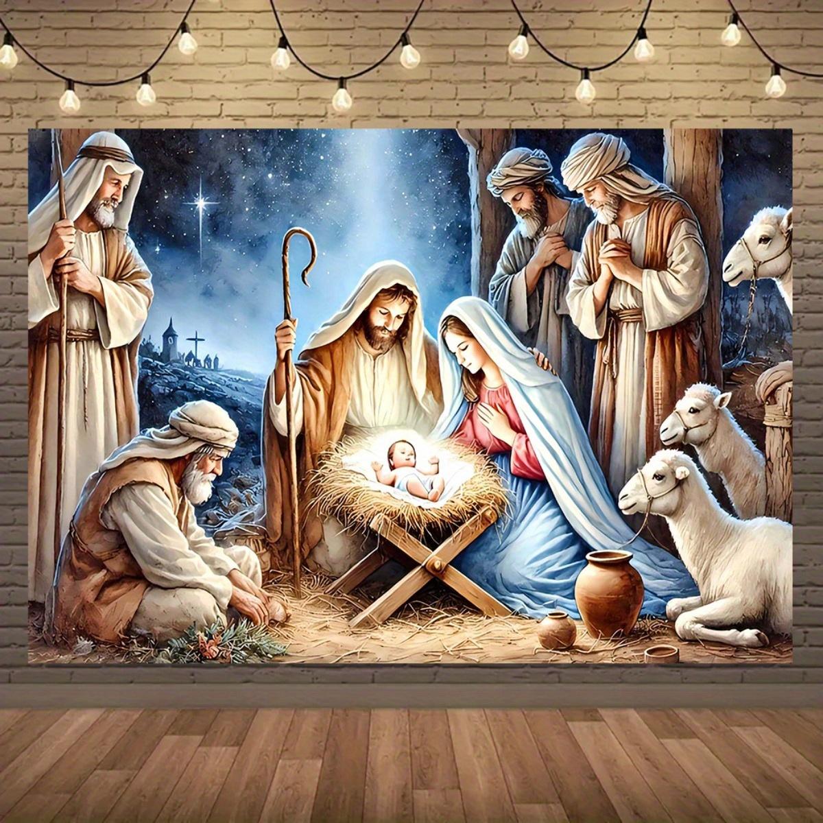 Large Nativity Scene Banner Durable Polyester Christmas Backdrop with Mary Joseph Youngsters Jesus Shepherds & Animals Indoor Outdoor Church Decor Wedding Birthday Graduation Party Photo Backdrop Event Backdrop Traditional Nativity Scene Large Nativity Scene Banner Durable Polyester Christmas Backdrop with Mary Joseph Youngsters Jesus Shepherds & Animals Indoor Outdoor Church Decor Wedding Birthday Graduation Party Photo Backdrop Event Backdrop Traditional Nativity Scene