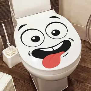 【 2D Flat Printing 】 4pcs Trash Can Stickers, Designed with A Big Eyed Grin and Funny Face Pattern Theme. This Matte Surface Sticker Is Suitable for Decorating Trash Cans and Walls Indoors and Outdoors, and Is Perfect for Modern Home Decoration