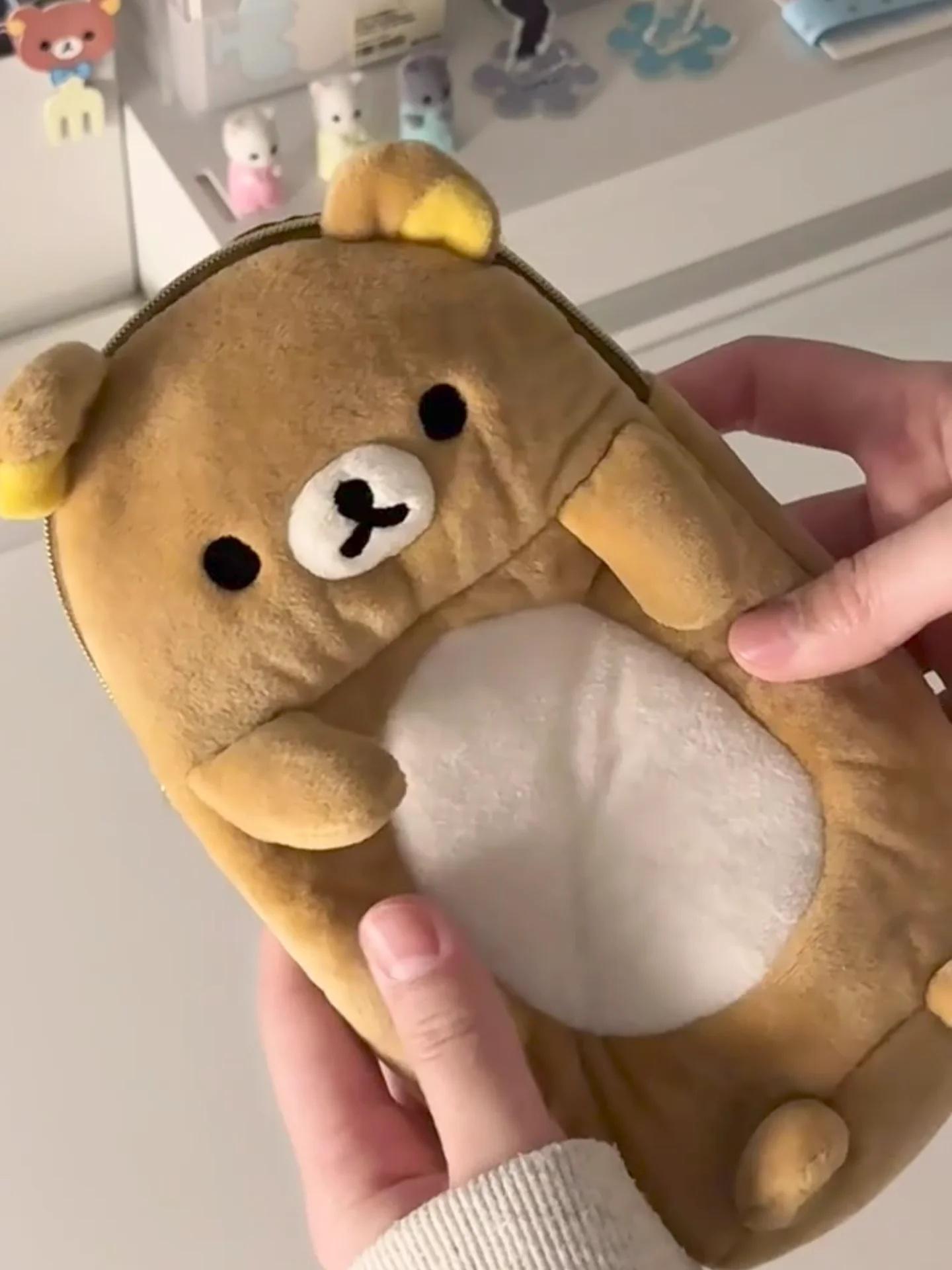 New Rilakkuma Plush Pencil Case Storage Bag Children Cartoon Cute School Stationery Bag Kawaii Birthday Gift Girl Customization