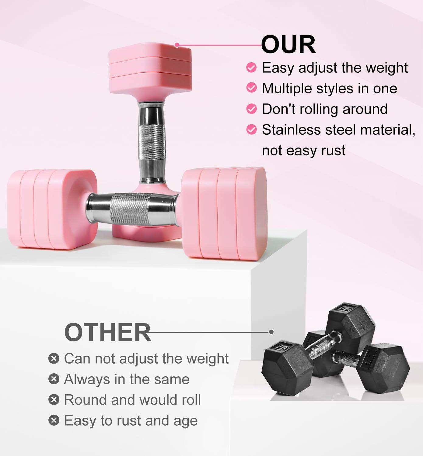 SUNDAY MIRTH 15LB 20LB 40LB 50LB Adjustable Dumbbell Set Free Weights Dumbbells Set for Women Men Hand Weights Sets Adjust Dumbbell Weight Sets for Home Gym Exercise Workout Strength Training Equipments