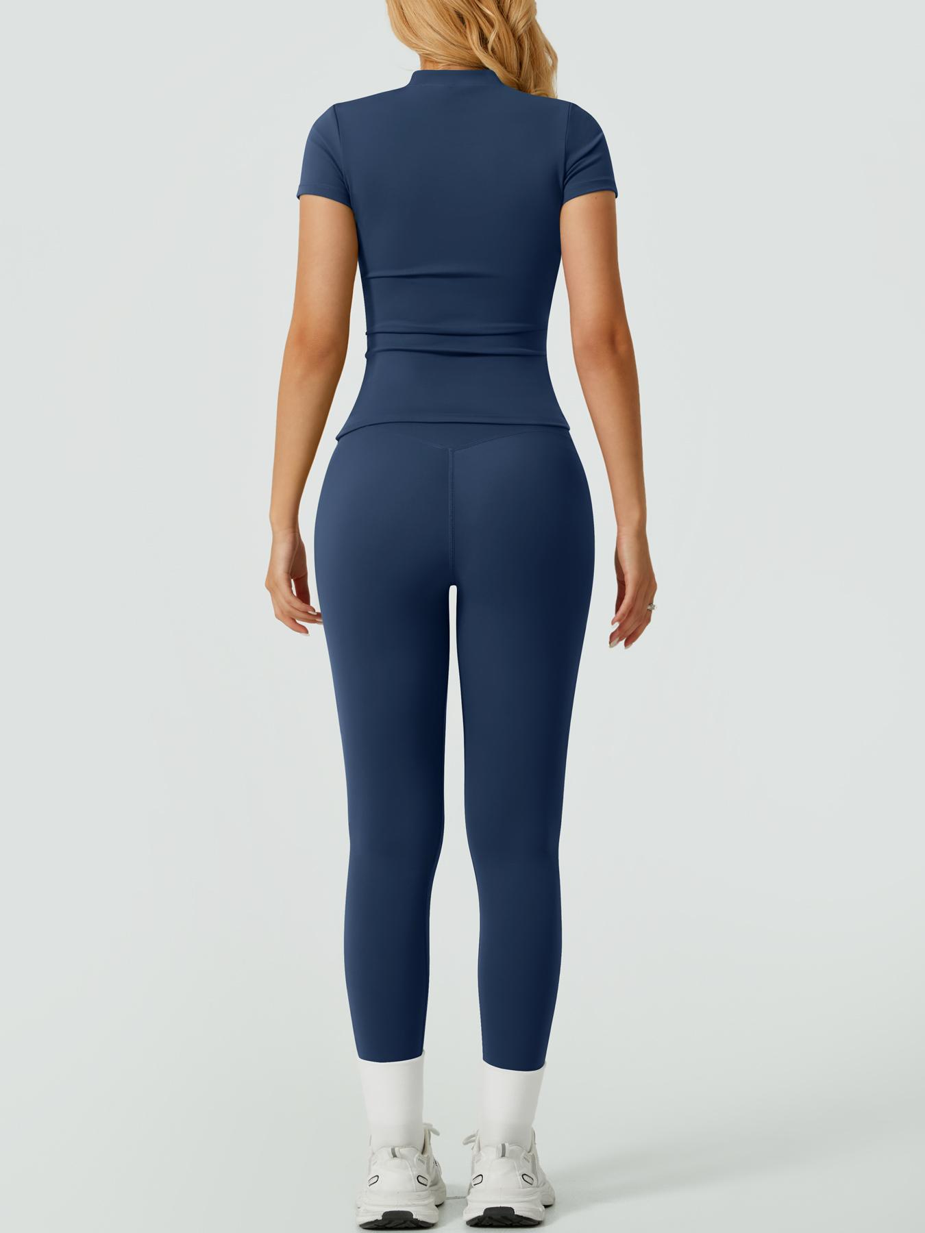 Women's Two-Piece Solid Ribbed Long Sleeve Tee & Leggings Sport Set, Casual Breathable Quick-Drying T-shirt & Skinny Pants Set for Yoga Gym, Ladies Sportswear for All Seasons, Workout Running Clothes, Gym Outfits