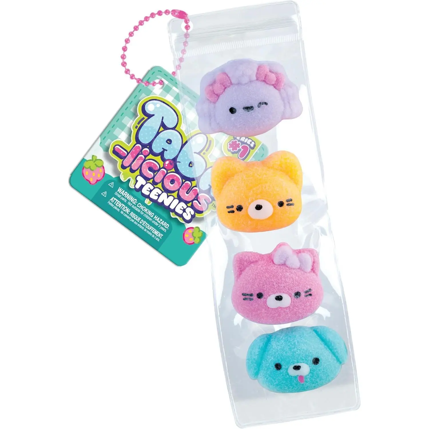 ORB Tabalicious Pets Teenies TABA Squishy Charm Toy Set - 4 Squishy TABA Pets Animal Faces in Resealable Charm Bag - Attach to Backpacks, Keychains, Wristlets, Bags and More for On The Go Play