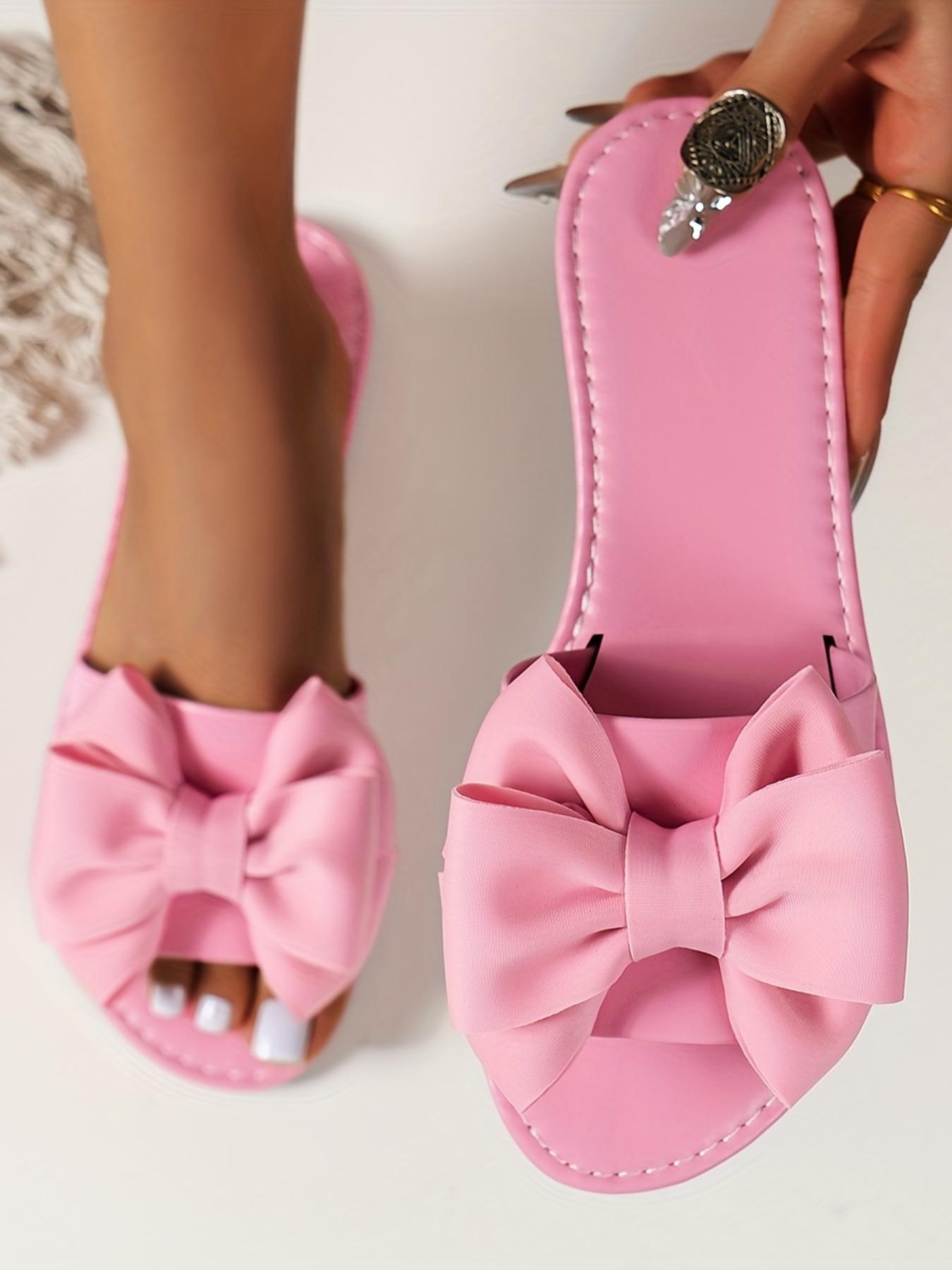 Women's Bow Decor Slip on Flat Sandals, Bowknot Design Sandals, Casual Outdoor Beach Sandals, New Trendy Sandals for Summer