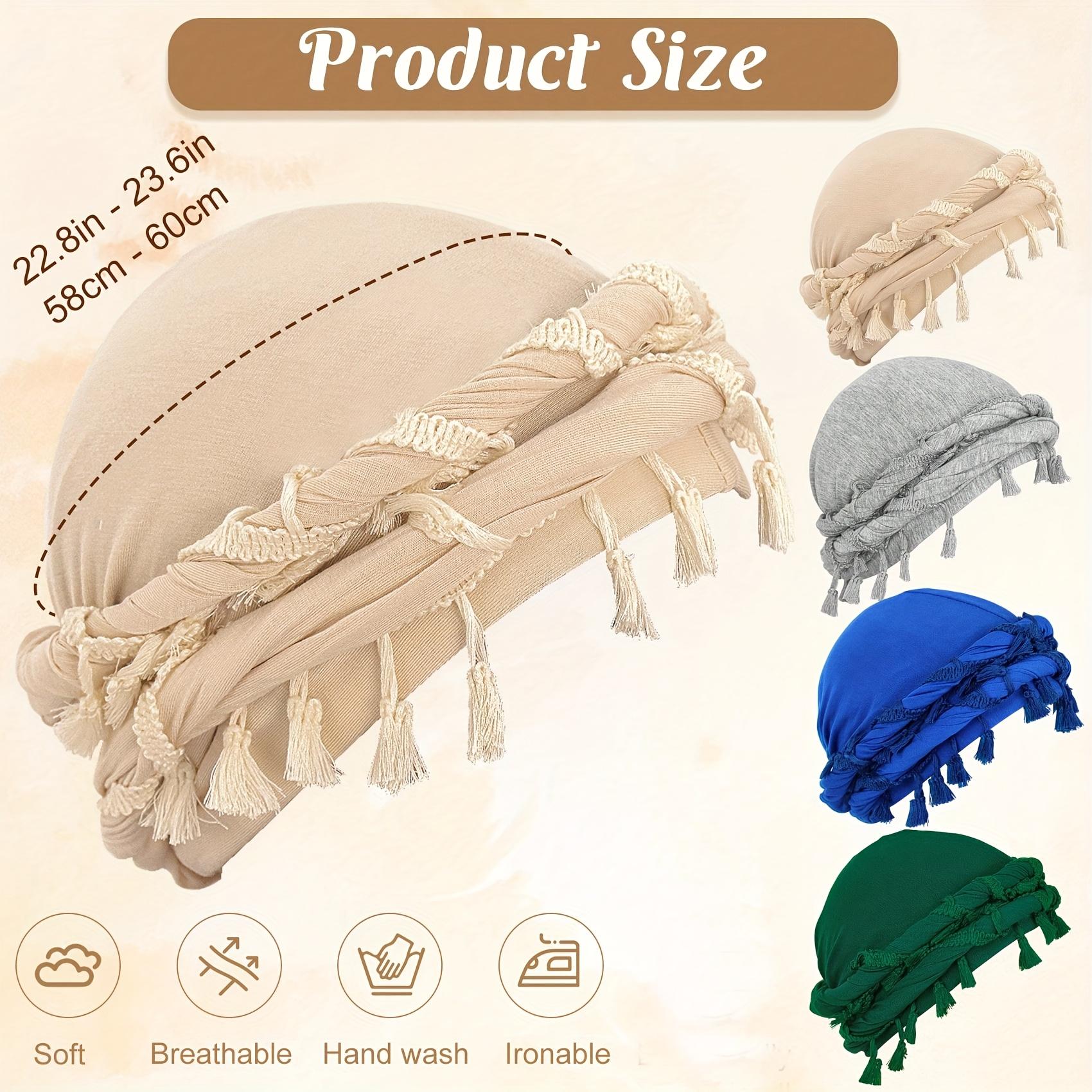 [4pcs Funky Retro Headbands] 4pcs Funky Retro Tassel Headbands & Pirate Hats - Modal, Stretch Fabric for Men, Funky Personality Style