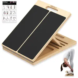 Homhut Portable Wooden Slant Board Adjustable Incline Calf Stretcher for Squats, Pilates, Ankle & Leg Stretching Home Fitness Equipment