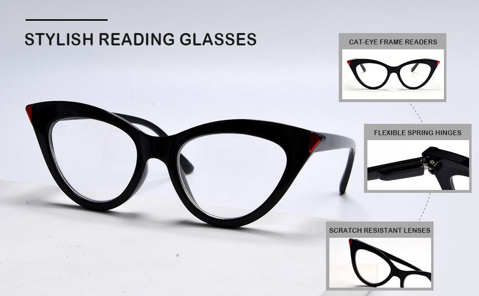 Small Reading Glasses for Women Cat-eye Style Ladies Readers