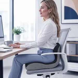 Ergonomic Orthopedic Memory Foam Seat Cushion for Office Chair – L-Shaped Design – Non-Slip, Breathable, Pressure Relief for Coccyx & Tailbone – Posture Support, Lumbar Comfort