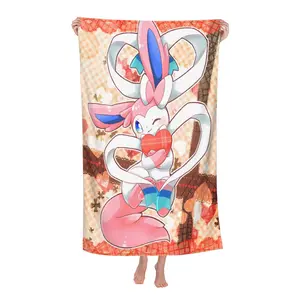Eevee Graphic Premium Flannel Throw Blanket, Warm Fuzzy Plush Cover for Sofa, Bedroom, Office, Road Trip, Camping, Fan Gift Essential
