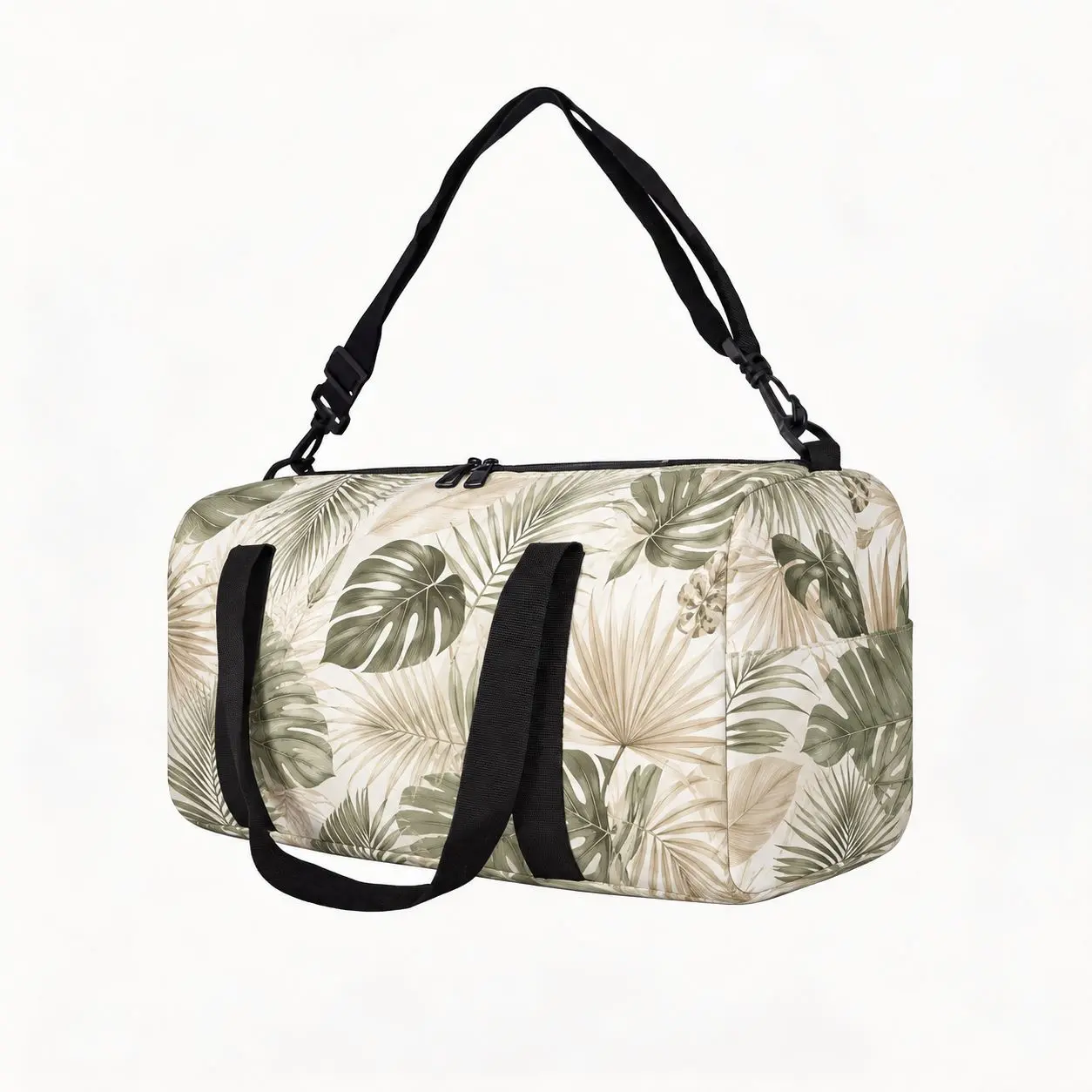 Botanical Print Travel Duffel Bag for Men Women, Smooth Surface with Dual Carry Handles, Adjustable Shoulder Strap, Top Zipper Closure and Side Pocket for Weekend Getaways, Overnight Stays, Gym Sessions, Campus, City Commutes, Vacations and Road Trips