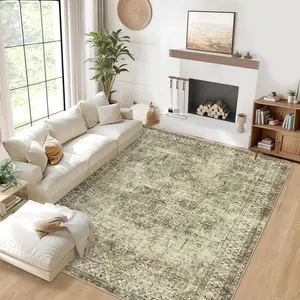 Vintage Traditional Rug Washable Soft Non Slip Carpet For Living Room Bedroom Cozy Home Decor Pet Friendly Stain Resistant Mat Kitchen Hallway Runner tuff Rugs Low Pile Area Rug For Apartment Farmhouse Porch
